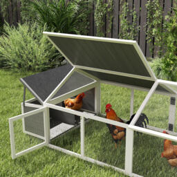 PawHut Wooden Chicken Coop with Nesting Box, Openable Roof, for 4-8 Chickens, White - thumbnail 9
