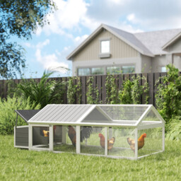 PawHut Wooden Chicken Coop with Nesting Box, Openable Roof, for 4-8 Chickens, White - thumbnail 2