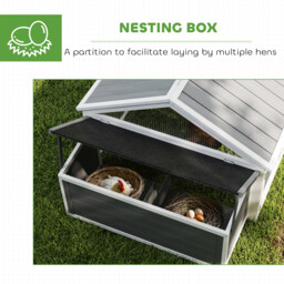 PawHut Wooden Chicken Coop with Nesting Box, Openable Roof, for 4-8 Chickens, White - thumbnail 7