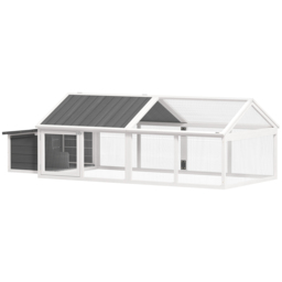 PawHut Wooden Chicken Coop with Nesting Box, Openable Roof, for 4-8 Chickens, White - thumbnail 1