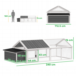 PawHut Wooden Chicken Coop with Nesting Box, Openable Roof, for 4-8 Chickens, White - thumbnail 3