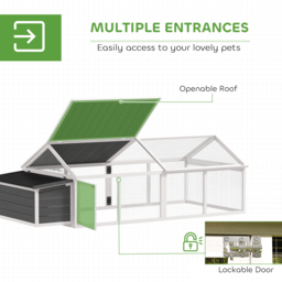 PawHut Wooden Chicken Coop with Nesting Box, Openable Roof, for 4-8 Chickens, White - thumbnail 5