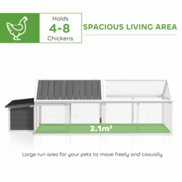 PawHut Wooden Chicken Coop with Nesting Box, Openable Roof, for 4-8 Chickens, White - thumbnail 4