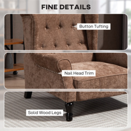 HOMCOM 150° Reclining Vintage Armchair, with footrest - Brown - thumbnail 6