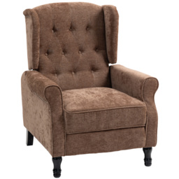 HOMCOM 150° Reclining Vintage Armchair, with footrest - Brown - thumbnail 1