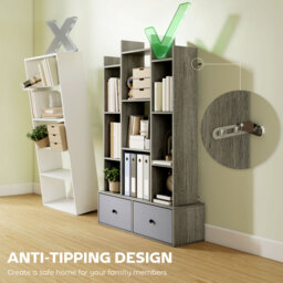 HOMCOM 12 Shelf Storage Unit, with Drawers - Graphite Wood Effect - thumbnail 5