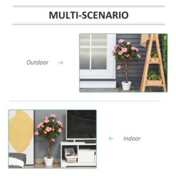 Outsunny Set of 2 Artificial Plants Pink Rose Floral in Pot, Fake Plants for Home Indoor Outdoor Decor, 90cm - thumbnail 4