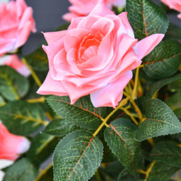 Outsunny Set of 2 Artificial Plants Pink Rose Floral in Pot, Fake Plants for Home Indoor Outdoor Decor, 90cm - thumbnail 9