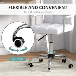 HOMCOM Office Chair and Desk Set, Faux Leather Swivel Chair, Study Desk with Storage Shelf, White. - Aosom UK - thumbnail 5