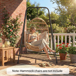 Outsunny Hammock Chair Stand Only, 150KG Load Capacity, for Indoor Outdoor, Black - thumbnail 8