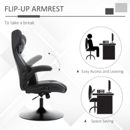Vinsetto Video Game Chair w/ Lumbar Support, Racing Style Home Office Chair, Computer Chair w/ Swivel Base, Armrest, Headrest, Black - Aosom UK - thumbnail 4