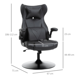 Vinsetto Video Game Chair w/ Lumbar Support, Racing Style Home Office Chair, Computer Chair w/ Swivel Base, Armrest, Headrest, Black - Aosom UK - thumbnail 3