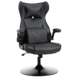 Vinsetto Video Game Chair w/ Lumbar Support, Racing Style Home Office Chair, Computer Chair w/ Swivel Base, Armrest, Headrest, Black - Aosom UK - thumbnail 1