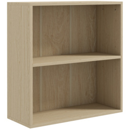 HOMCOM Low Bookcase with Adjustable Shelf, 2 Compartments, 2 Tier Bookshelf for Home Office, Living Room, Study, Natural - Aosom UK - thumbnail 1