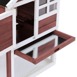 PawHut 122 Wooden Rabbit Hutch Bunny Cage with Waterproof Asphalt Roof, Fun Outdoor Run, Removable Tray and Ramp, Brown - thumbnail 9