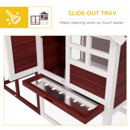 PawHut 122 Wooden Rabbit Hutch Bunny Cage with Waterproof Asphalt Roof, Fun Outdoor Run, Removable Tray and Ramp, Brown - thumbnail 6