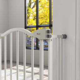 PawHut Metal 74-100cm Adjustable Pet Gate Safety Barrier w/ Auto-Close Door White - Aosom UK - thumbnail 8
