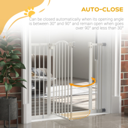 PawHut Metal 74-100cm Adjustable Pet Gate Safety Barrier w/ Auto-Close Door White - Aosom UK - thumbnail 5