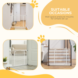PawHut Metal 74-100cm Adjustable Pet Gate Safety Barrier w/ Auto-Close Door White - Aosom UK - thumbnail 6