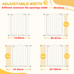 PawHut Metal 74-100cm Adjustable Pet Gate Safety Barrier w/ Auto-Close Door White - Aosom UK - thumbnail 7