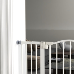 PawHut Metal 74-100cm Adjustable Pet Gate Safety Barrier w/ Auto-Close Door White - Aosom UK - thumbnail 9
