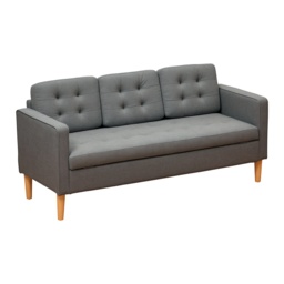 HOMCOM Modern 3-Seater Sofa Button-Tufted Fabric Couch with Hidden Storage Rubberwood Legs for Living Room, Grey - thumbnail 1