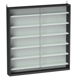 HOMCOM 7-Tier Wall Display Shelf, Display Cabinet w/ 6 Adjustable Shelves, Glass Doors, Home Office Ornaments, Black & White - Aosom UK