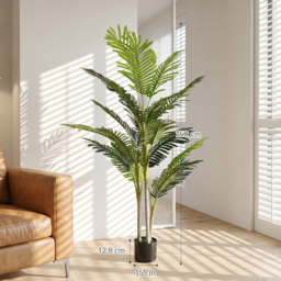 Outsunny 150cm(5ft) Artificial Palm Tree Decorative Indoor Faux Green Plant w/Leaves Home Décor Tropical Potted Home Office - Aosom UK - thumbnail 3