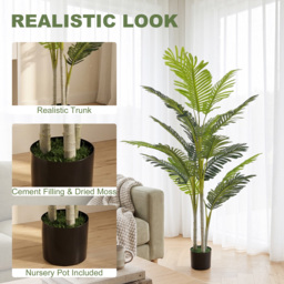 Outsunny 150cm(5ft) Artificial Palm Tree Decorative Indoor Faux Green Plant w/Leaves Home Décor Tropical Potted Home Office - Aosom UK - thumbnail 4