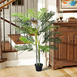 Outsunny 150cm(5ft) Artificial Palm Tree Decorative Indoor Faux Green Plant w/Leaves Home Décor Tropical Potted Home Office - Aosom UK - thumbnail 4