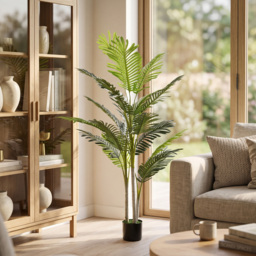 Outsunny 150cm(5ft) Artificial Palm Tree Decorative Indoor Faux Green Plant w/Leaves Home Décor Tropical Potted Home Office - Aosom UK - thumbnail 7