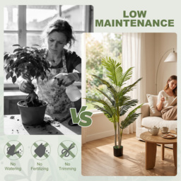 Outsunny 150cm(5ft) Artificial Palm Tree Decorative Indoor Faux Green Plant w/Leaves Home Décor Tropical Potted Home Office - Aosom UK - thumbnail 5