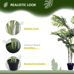 Outsunny 150cm(5ft) Artificial Palm Tree Decorative Indoor Faux Green Plant w/Leaves Home Décor Tropical Potted Home Office - Aosom UK - thumbnail 5