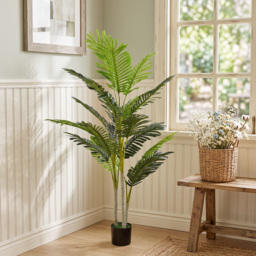 Outsunny 150cm(5ft) Artificial Palm Tree Decorative Indoor Faux Green Plant w/Leaves Home Décor Tropical Potted Home Office - Aosom UK - thumbnail 8