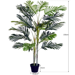 Outsunny 150cm(5ft) Artificial Palm Tree Decorative Indoor Faux Green Plant w/Leaves Home Décor Tropical Potted Home Office - Aosom UK - thumbnail 3