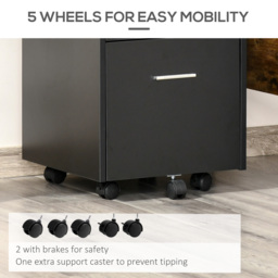 Vinsetto Black Cabinet Mobile Lockable File Cabinet with 2 Drawers, Storage for Office Equipment, 65H x 39W x 40Dcm - Aosom UK - thumbnail 5
