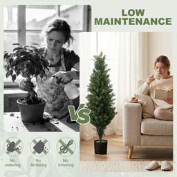HOMCOM Set of 2 Decorative Artificial Plants Cypress in Weighted Pot, Fake Plant with 1092 Leaves, 120 cm - thumbnail 5