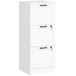 HOMCOM 3 Drawer Filing Cabinet with Lock, Office Storage Cabinet with Adjustable Hanging Bars for A4 Letter Size Files, White - thumbnail 1