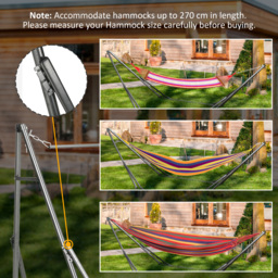 Outsunny Foldable Hammock Stand, Portable Hammock with Metal Frame, 2 in 1 Hammock Net Stand, Clothes Drying Rack, Load Capacity 120kg Black - thumbnail 7
