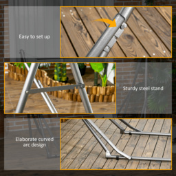 Outsunny Foldable Hammock Stand, Portable Hammock with Metal Frame, 2 in 1 Hammock Net Stand, Clothes Drying Rack, Load Capacity 120kg Black - thumbnail 6