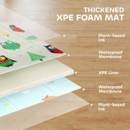 AIYAPLAY Foldable Baby Plat Mat Double Sided, Kids Floor Mat for Crawling, 195.5L x 147.5W cm, Car track and Owl Theme - thumbnail 4