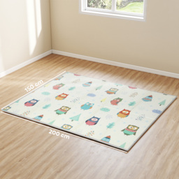 AIYAPLAY Foldable Baby Plat Mat Double Sided, Kids Floor Mat for Crawling, 195.5L x 147.5W cm, Car track and Owl Theme - thumbnail 3