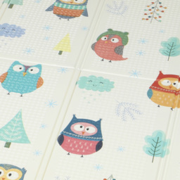 AIYAPLAY Foldable Baby Plat Mat Double Sided, Kids Floor Mat for Crawling, 195.5L x 147.5W cm, Car track and Owl Theme - thumbnail 8