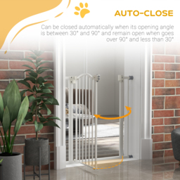 PawHut Adjustable Metal Pet Gate, Safety Barrier with Auto-Close Door, for Dogs and Cats, White - Aosom UK - thumbnail 5