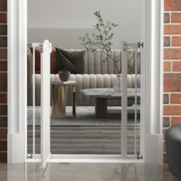 PawHut Adjustable Metal Pet Gate, Safety Barrier with Auto-Close Door, for Dogs and Cats, White - Aosom UK - thumbnail 9