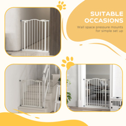 PawHut Adjustable Metal Pet Gate, Safety Barrier with Auto-Close Door, for Dogs and Cats, White - Aosom UK - thumbnail 6