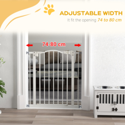 PawHut Adjustable Metal Pet Gate, Safety Barrier with Auto-Close Door, for Dogs and Cats, White - Aosom UK - thumbnail 7