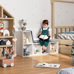 HOMCOM Storage Shelf with Cushioned Reading Seat, Bookshelf Storage Cabinet for Study Living Room, White - Aosom UK - thumbnail 8