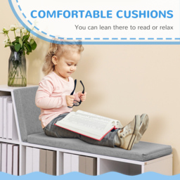 HOMCOM Storage Shelf with Cushioned Reading Seat, Bookshelf Storage Cabinet for Study Living Room, White - Aosom UK - thumbnail 6