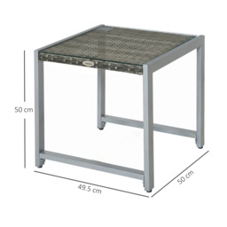 Outsunny Rattan End Table Side Coffee Desk Outdoor Patio Wicker Sofa Chat Garden Furniture - Aosom UK - thumbnail 3